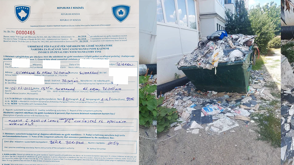 Suharekë, inspeksioni dënon qytetarin që hodhi mbeturinat në hapësirë publike